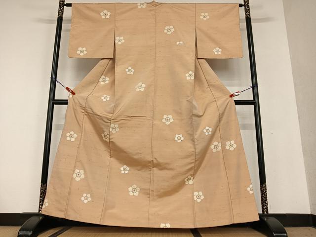 平和屋着物●上質な紬 舞花文 正絹 逸品 AAAU8336zg