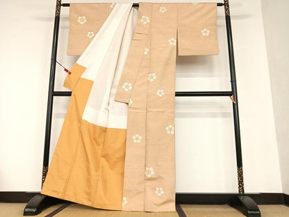 平和屋着物●上質な紬 舞花文 正絹 逸品 AAAU8336zg