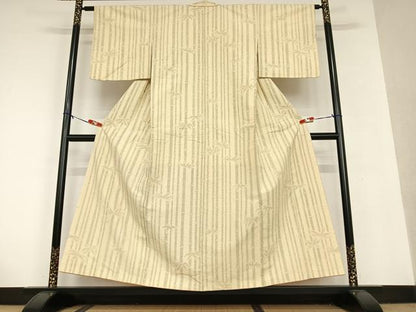 平和屋着物●上質な紬　笹竹文　正絹　逸品　AAAU8344zg