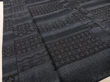 平和屋着物●結城紬 100亀甲 横段花文 正絹 逸品 AAAU8351zg