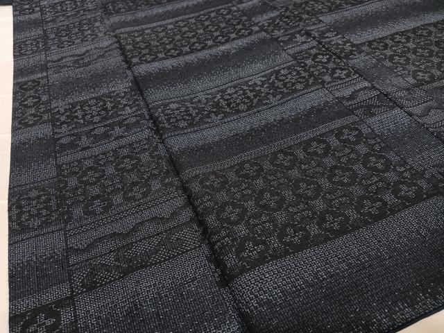 平和屋着物●結城紬 100亀甲 横段花文 正絹 逸品 AAAU8351zg