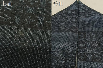 平和屋着物●結城紬 100亀甲 横段花文 正絹 逸品 AAAU8351zg