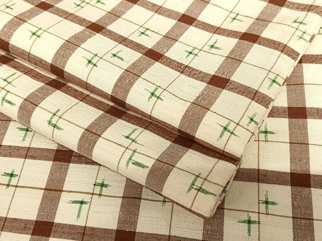 平和屋着物●上質な紬 格子 正絹 逸品 AAAU8352zg