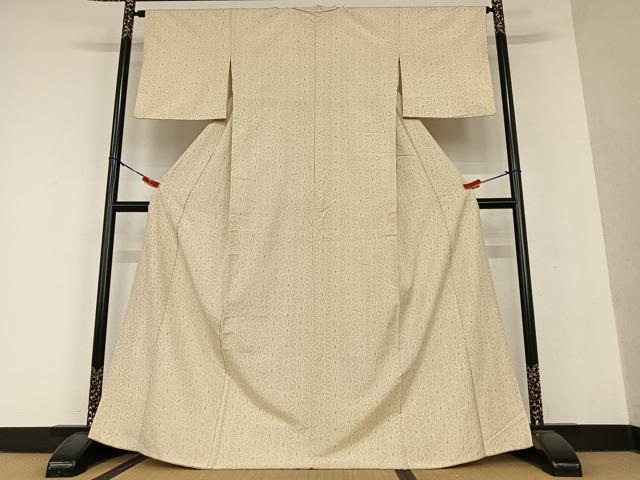 平和屋着物●上質な紬 麻の葉文様 正絹 逸品 AAAU8360zg