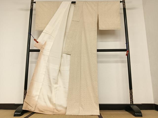平和屋着物●上質な紬 麻の葉文様 正絹 逸品 AAAU8360zg