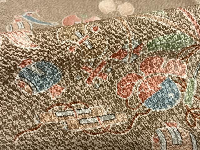 平和屋着物●十日町老舗ブランド　吉澤友禅　吾妻徳穂　訪問着　宝尽くし文　暈し染め　鬼しぼ縮緬　正絹　逸品　AAAU8367zg