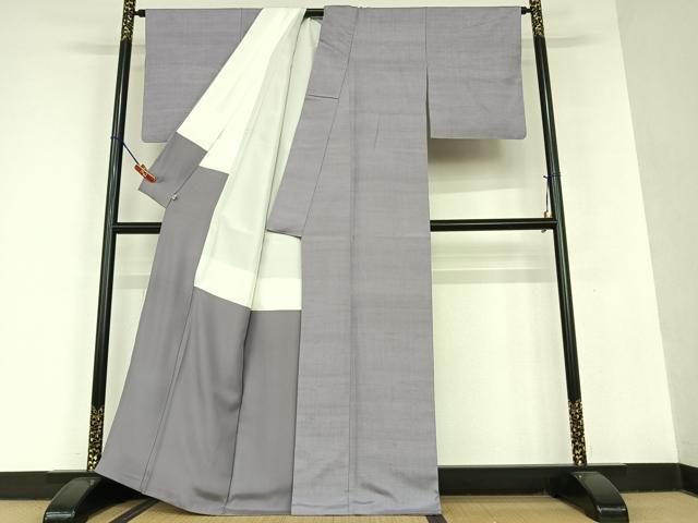平和屋着物●上質な紬 色無地 薄葡萄色 正絹 逸品 AAAU8371zg