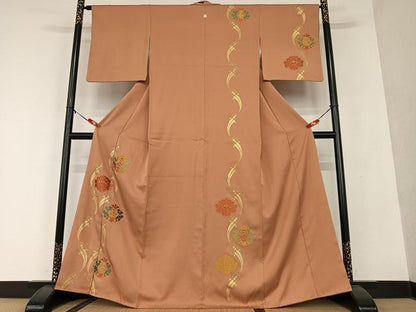 平和屋着物●訪問着 駒刺繍 舞花文 金彩 京王百貨店扱い 正絹 逸品 AAAU8374zg