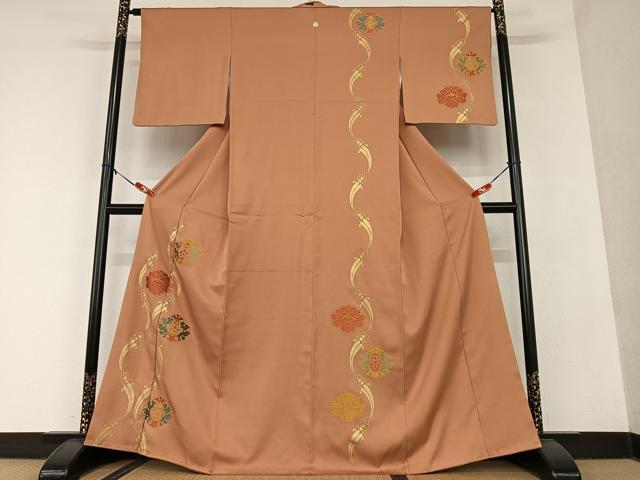 平和屋着物●訪問着 駒刺繍 舞花文 金彩 京王百貨店扱い 正絹 逸品 AAAU8374zg