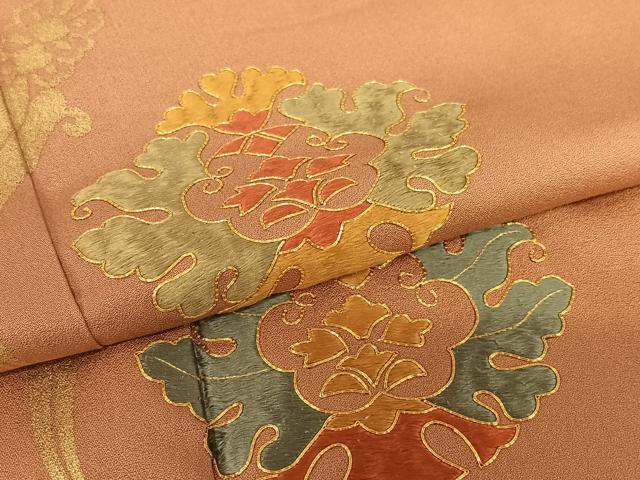 平和屋着物●訪問着 駒刺繍 舞花文 金彩 京王百貨店扱い 正絹 逸品 AAAU8374zg