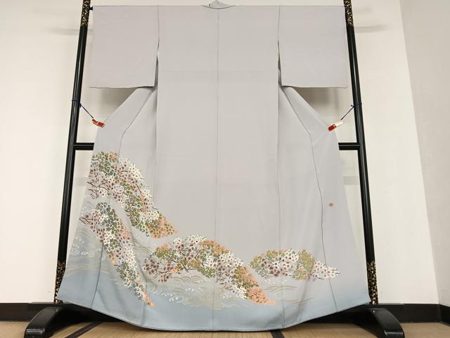 平和屋着物●本加賀友禅作家　梶山伸　色留袖　立波枝梅文　暈し染め　正絹　逸品　AAAU8404zg