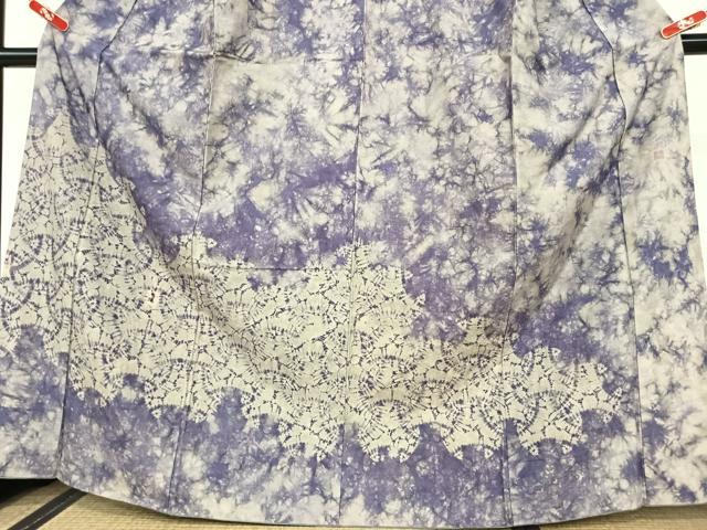 平和屋着物●山崎世紀　訪問着　紬地　絞り　草木染　霞文　正絹　逸品　AAAU8407zg