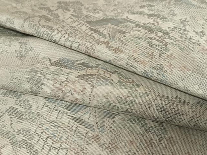 平和屋着物●本場大島紬　白大島　9マルキ　風景草花文　正絹　逸品　AAAU8426zg