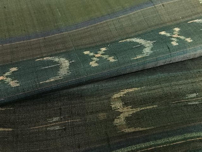 平和屋着物●上質な紬 横段花鳥文 正絹 逸品 AAAU8437zg