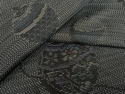 平和屋着物●本場大島紬 鈴 黒地 正絹 逸品 AAAU8439zg