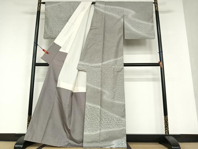 平和屋着物●二代目 川村久太郎　本場染大島紬　訪問着　流水芝草文　正絹　逸品　AAAU8467zg