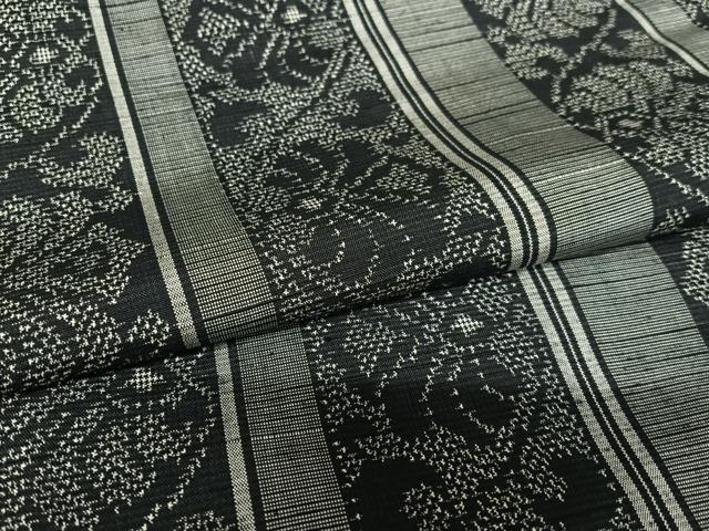平和屋着物●上質な紬 花唐草間道 正絹 逸品 AAAU8470zg