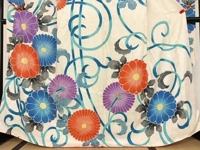 平和屋着物●名門 藤娘きぬたや・総絞り 振袖 花唐草文 正絹 逸品 AAAU8473zg