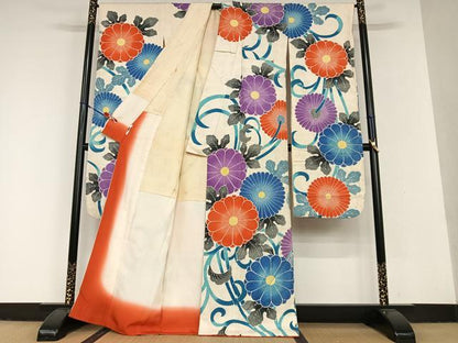 平和屋着物●名門 藤娘きぬたや・総絞り 振袖 花唐草文 正絹 逸品 AAAU8473zg