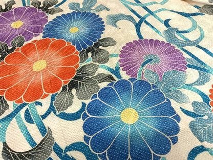 平和屋着物●名門 藤娘きぬたや・総絞り 振袖 花唐草文 正絹 逸品 AAAU8473zg