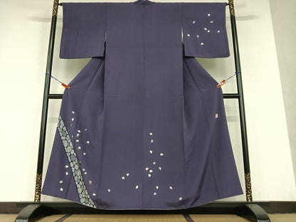 平和屋着物●染色作家 青野保夫 訪問着 舞桜 金銀彩 正絹 逸品 AAAU8474zg