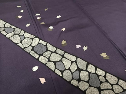 平和屋着物●染色作家 青野保夫 訪問着 舞桜 金銀彩 正絹 逸品 AAAU8474zg