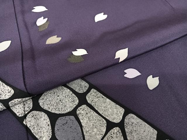 平和屋着物●染色作家 青野保夫 訪問着 舞桜 金銀彩 正絹 逸品 AAAU8474zg