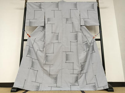平和屋着物●上質な紬 十字絣 正絹 逸品 AAAU8475zg