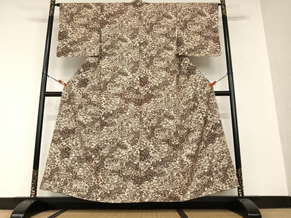 平和屋着物●上質な小紋　紬地　型染め　松竹梅　正絹　逸品　AAAU8479zg