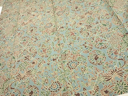 平和屋着物▽上質な小紋 単衣 切嵌花文 正絹 逸品 AAAU8482fy
