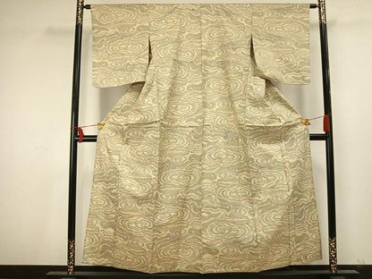 平和屋着物▽上質な紬 単衣 渦巻き文 正絹 逸品 AAAU8483fy