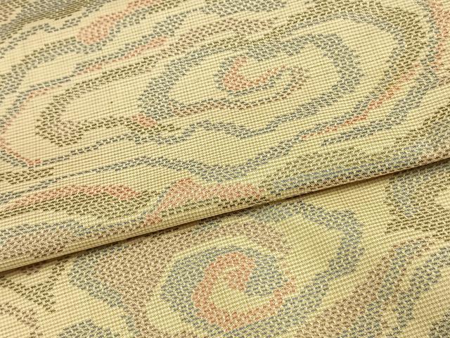 平和屋着物▽上質な紬 単衣 渦巻き文 正絹 逸品 AAAU8483fy
