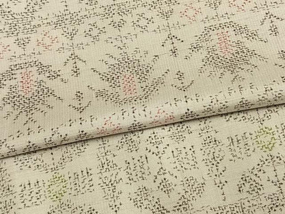 平和屋着物▽上質な紬 単衣 格子花文 正絹 逸品 AAAU8484fy
