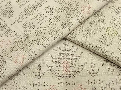 平和屋着物▽上質な紬 単衣 格子花文 正絹 逸品 AAAU8484fy