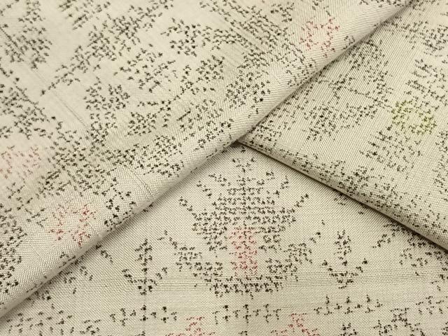 平和屋着物▽上質な紬 単衣 格子花文 正絹 逸品 AAAU8484fy