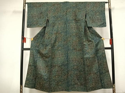 平和屋着物▽上質な小紋 単衣 草花文 正絹 逸品 AAAU8485fy