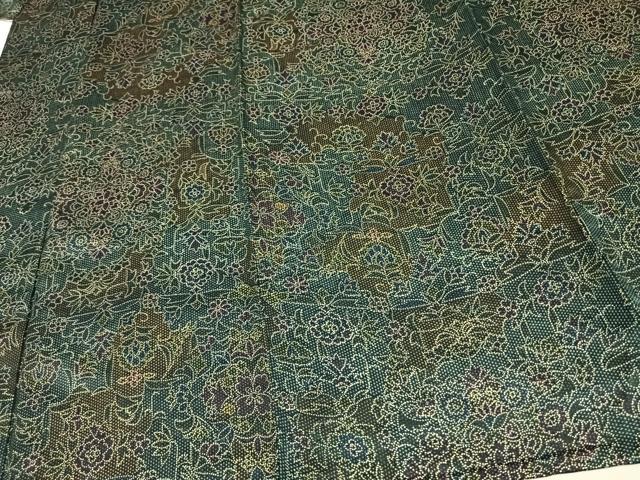 平和屋着物▽上質な小紋 単衣 草花文 正絹 逸品 AAAU8485fy
