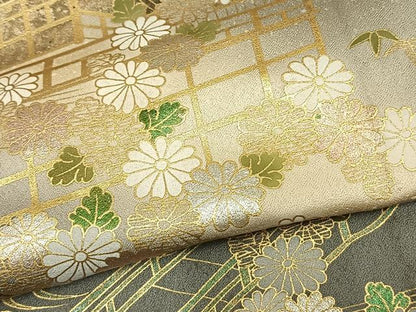 平和屋着物▽訪問着　単衣　風景草花文　金彩　正絹　逸品　AAAU8500fy