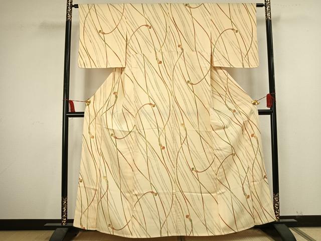 平和屋着物▽上質な小紋 単衣 組紐文 正絹 逸品 AAAU8501fy
