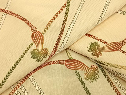 平和屋着物▽上質な小紋 単衣 組紐文 正絹 逸品 AAAU8501fy