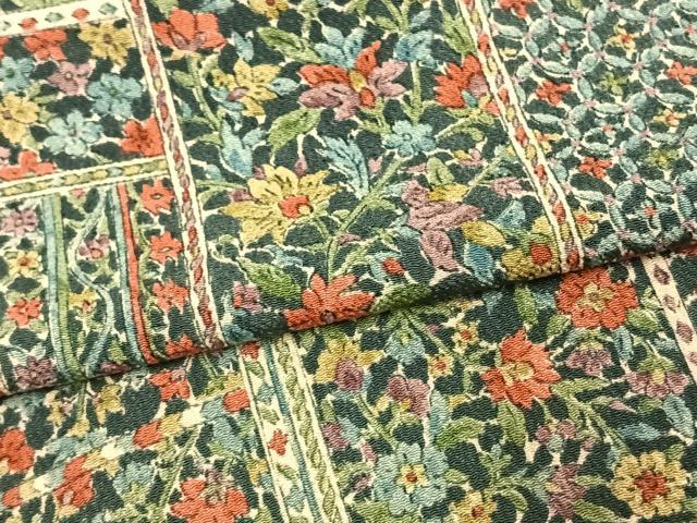平和屋着物▽上質な小紋　単衣　更紗花文　正絹　逸品　AAAU8506fy