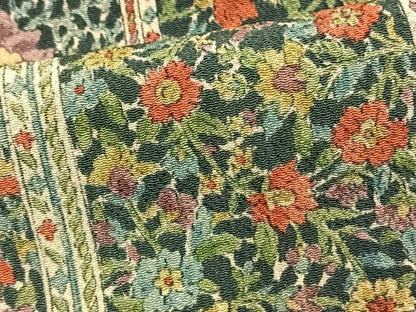 平和屋着物▽上質な小紋　単衣　更紗花文　正絹　逸品　AAAU8506fy