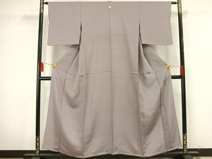 平和屋着物▽上質な色無地 単衣 牡丹鼠色 正絹 逸品 AAAU8509fy