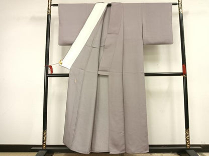 平和屋着物▽上質な色無地 単衣 牡丹鼠色 正絹 逸品 AAAU8509fy