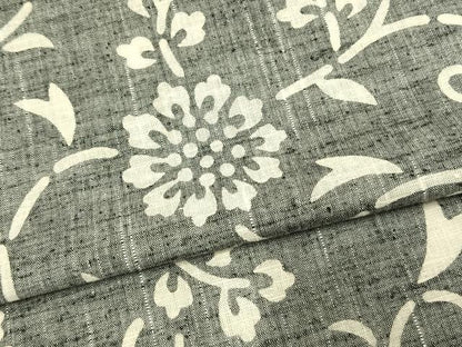 平和屋着物▽上質な紬　単衣　唐草花文　正絹　逸品　AAAU8511fy