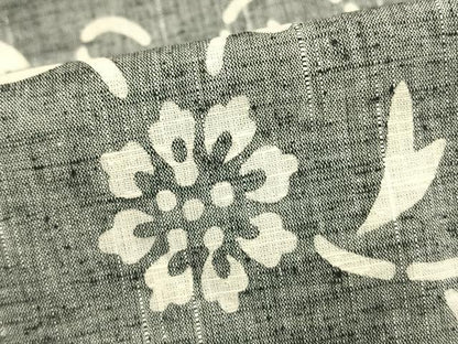 平和屋着物▽上質な紬　単衣　唐草花文　正絹　逸品　AAAU8511fy