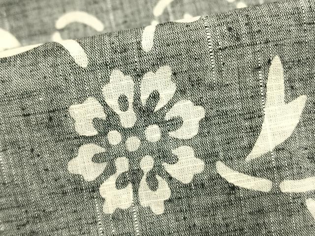 平和屋着物▽上質な紬　単衣　唐草花文　正絹　逸品　AAAU8511fy
