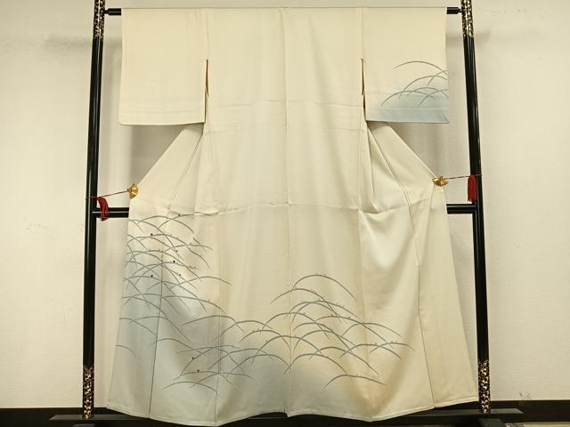 平和屋着物▽訪問着 単衣 刺繍 露芝文 正絹 逸品 AAAU8512fy