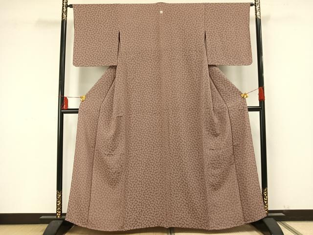 平和屋着物▽お召 単衣 利休緞子 正絹 逸品 未使用 AAAU8514fy