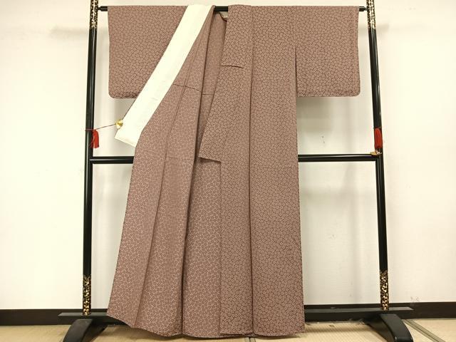 平和屋着物▽お召 単衣 利休緞子 正絹 逸品 未使用 AAAU8514fy